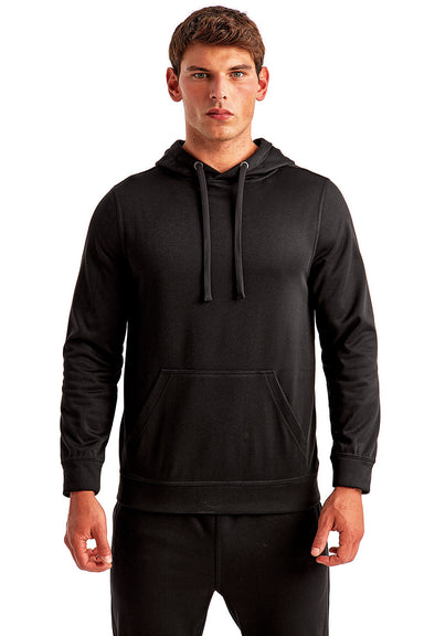TriDri TD448 Mens Moisture Wicking Hooded Sweatshirt Hoodie w/ Pouch Pocket Black Model Front