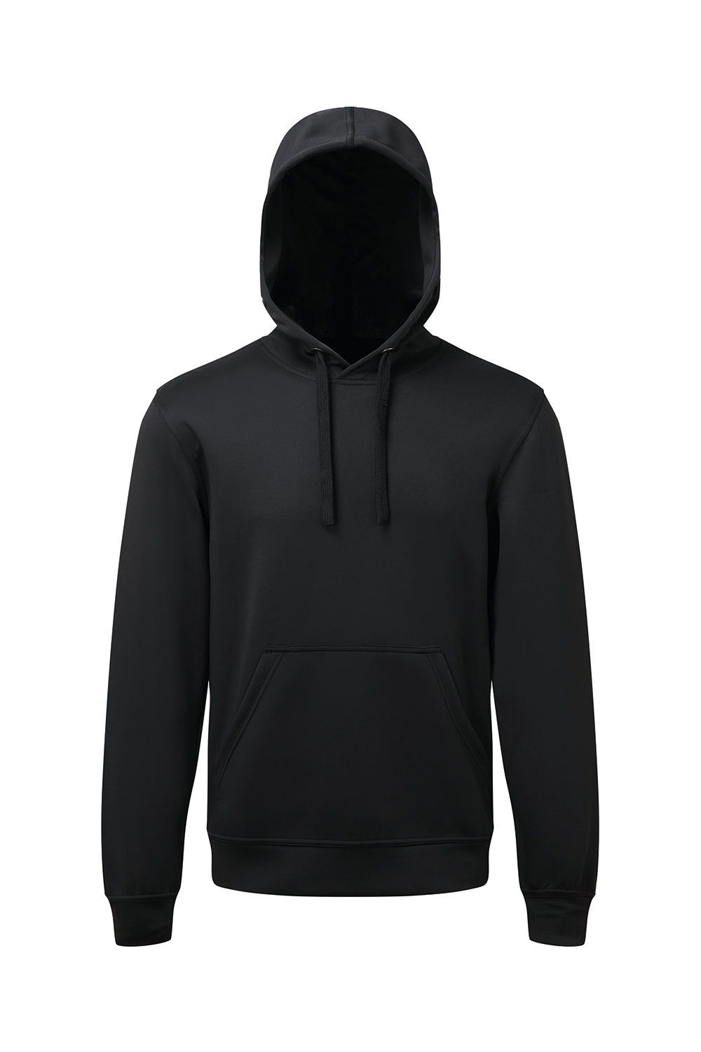 TriDri TD448 Mens Moisture Wicking Hooded Sweatshirt Hoodie w/ Pouch Pocket Black Flat Front