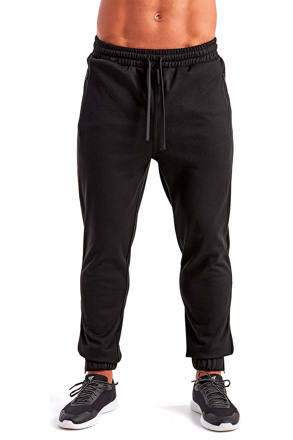 TriDri TD449 Mens Moisture Wicking Jogger Sweatpants w/ Pockets Black Model Front
