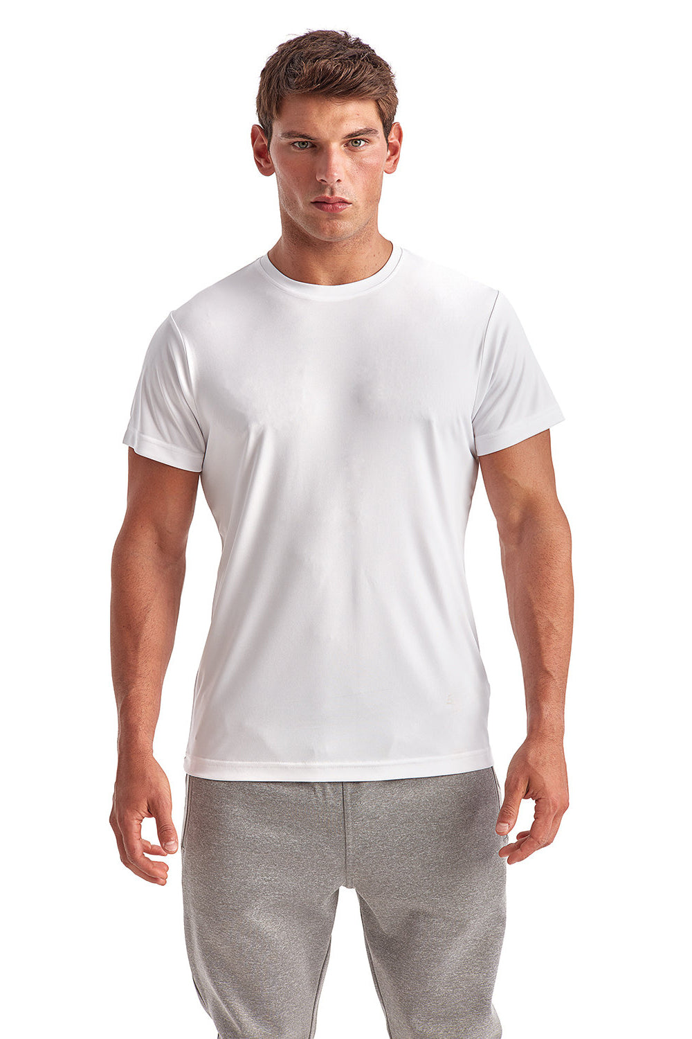 TriDri TD501 Mens Moisture Wicking Short Sleeve Crewneck T-Shirt White Model Front