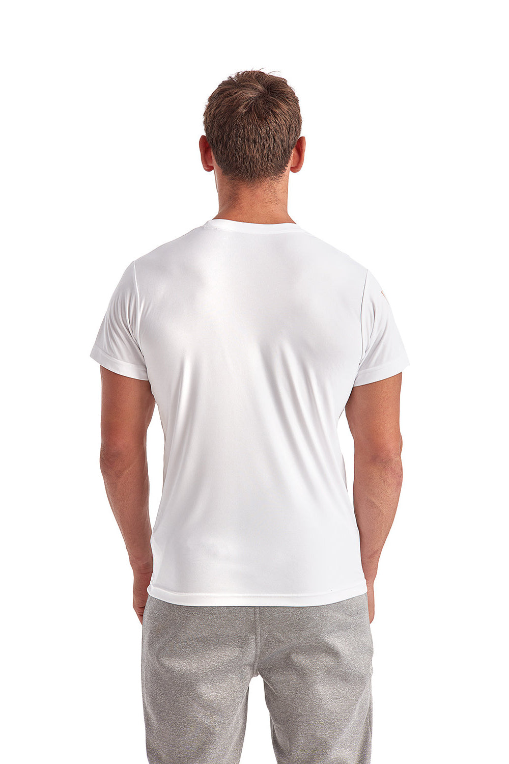 TriDri TD501 Mens Moisture Wicking Short Sleeve Crewneck T-Shirt White Model Back