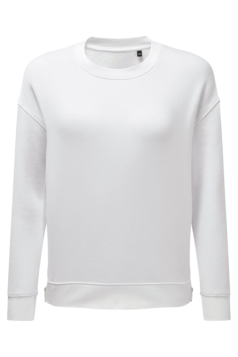 TriDri TD600 Womens Billie Side Zip Crewneck Sweatshirt White Flat Front