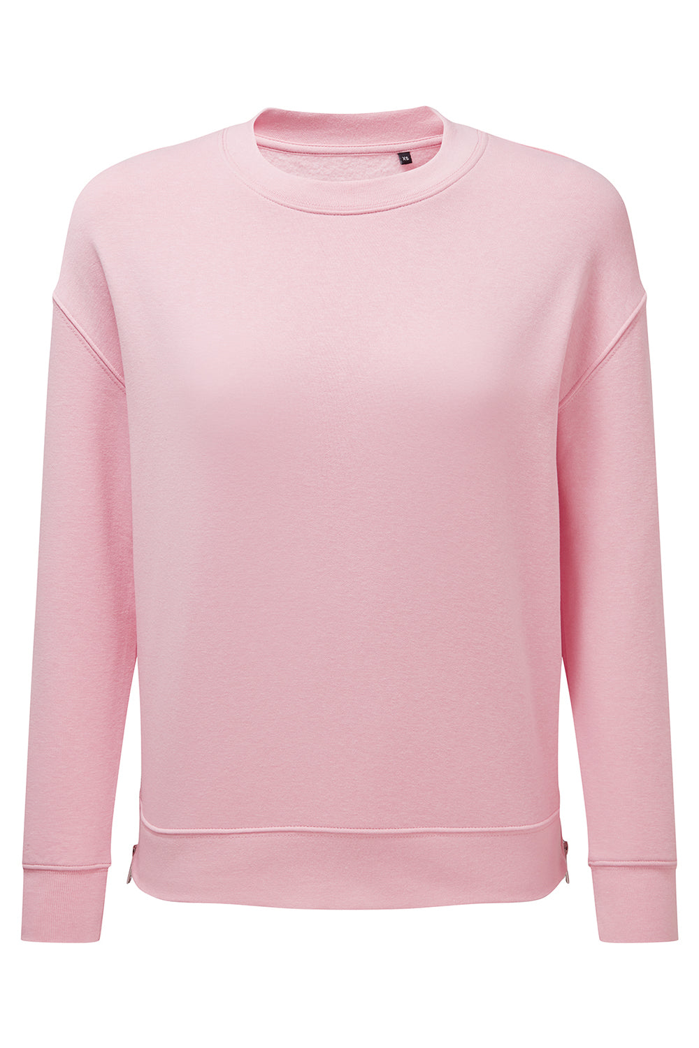 TriDri TD600 Womens Billie Side Zip Crewneck Sweatshirt Light Pink Flat Front