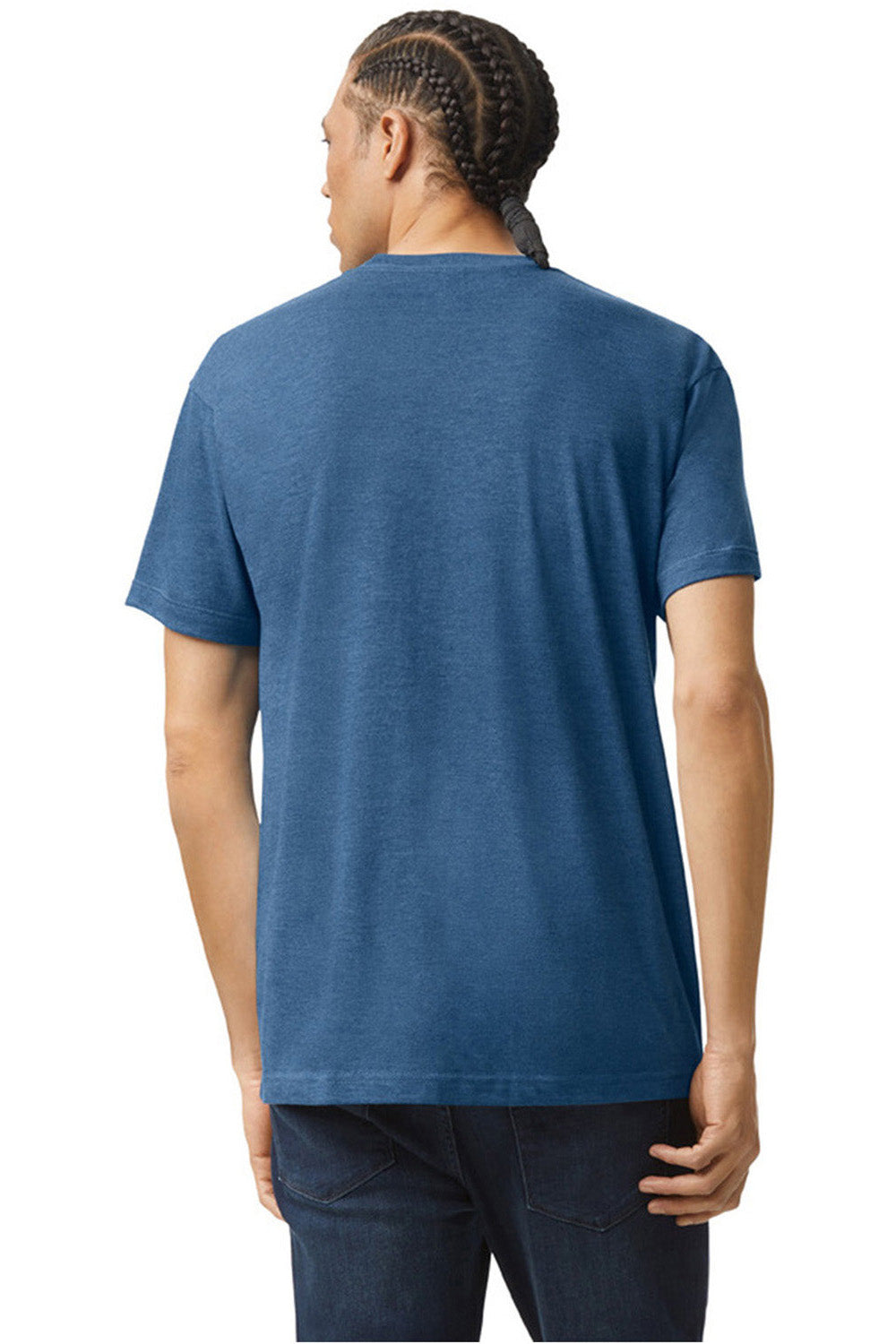 American Apparel TR401 Mens Track Short Sleeve Crewneck T-Shirt Dusk Blue Model Back