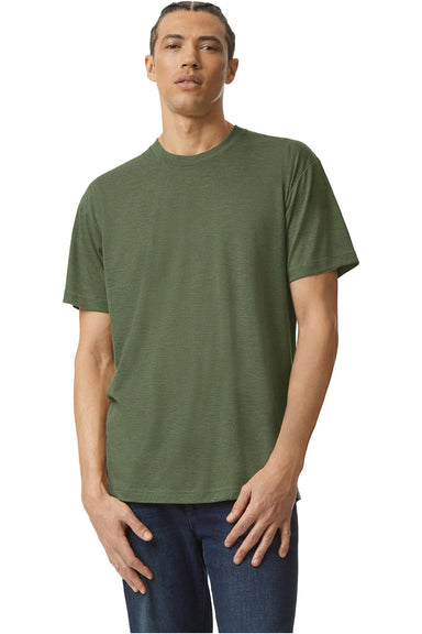 American Apparel TR401 Mens Track Short Sleeve Crewneck T-Shirt Olive Green Model Front
