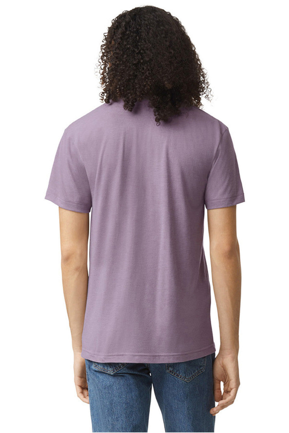 American Apparel TR401 Mens Track Short Sleeve Crewneck T-Shirt Storm Purple Model Back