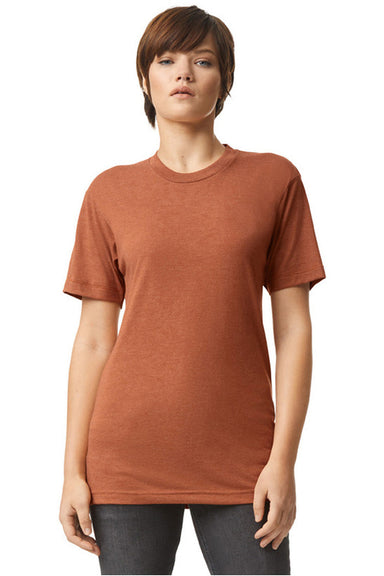 American Apparel TR401 Mens Track Short Sleeve Crewneck T-Shirt Rust Model Front