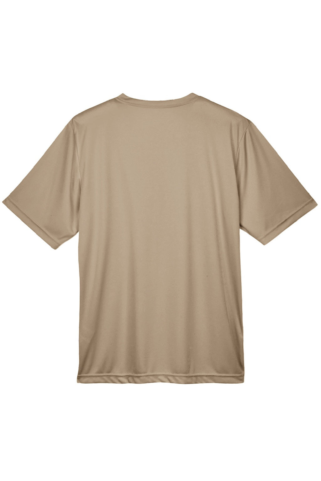 Team 365 TT11 Mens Zone Performance Moisture Wicking Short Sleeve Crewneck T-Shirt Desert Khaki Brown Flat Back