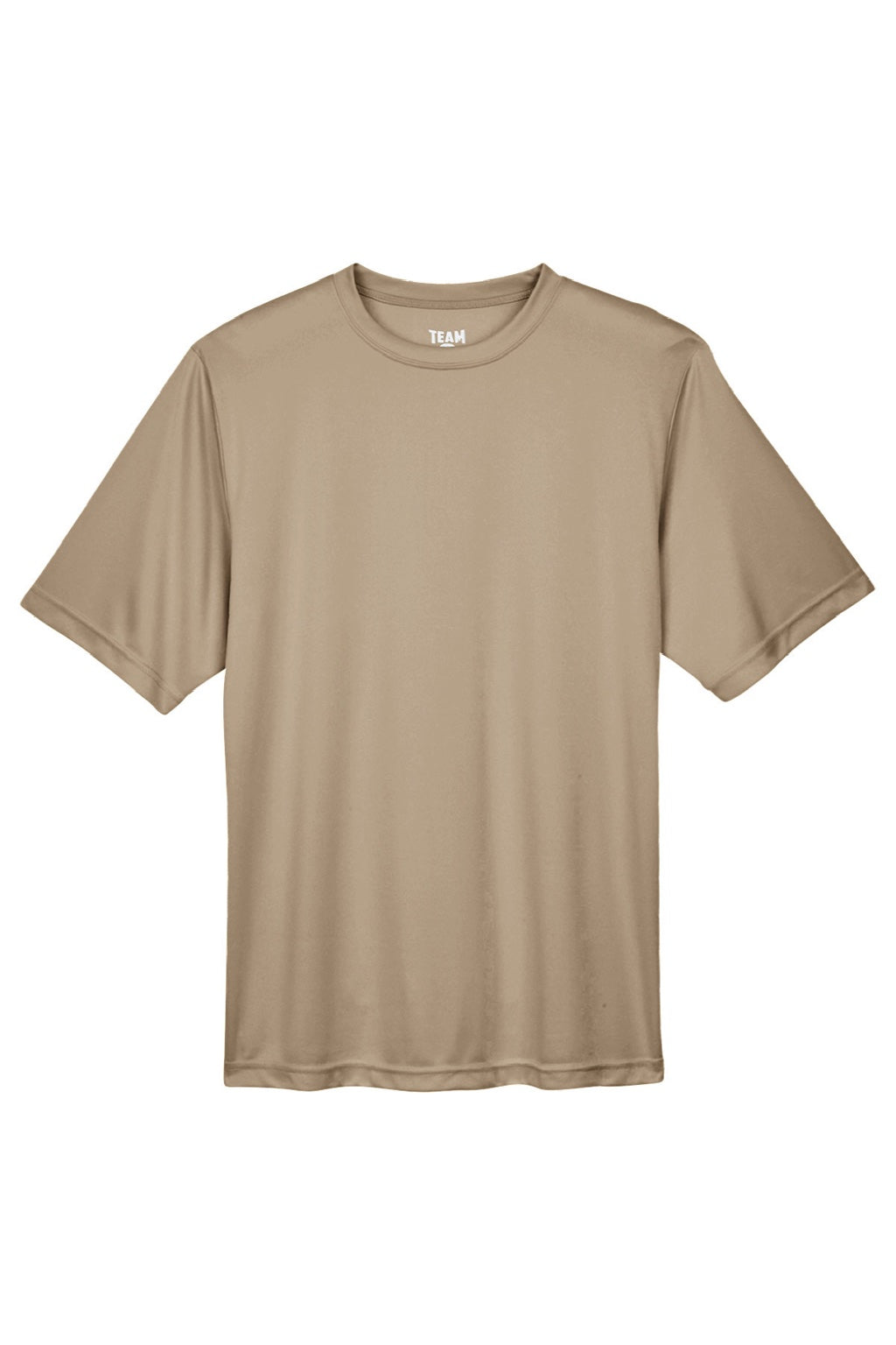 Team 365 TT11 Mens Zone Performance Moisture Wicking Short Sleeve Crewneck T-Shirt Desert Khaki Brown Flat Front