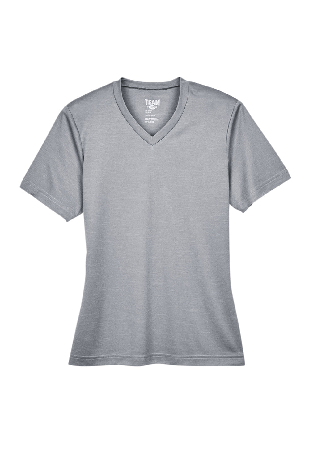 Team 365 TT11HW Womens Sonic Performance Heather Moisture Wicking Short Sleeve V-Neck T-Shirt Heather Grey Flat Front
