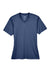 Team 365 TT11HW Womens Sonic Performance Heather Moisture Wicking Short Sleeve V-Neck T-Shirt Heather Dark Navy Blue Flat Front