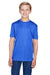 Team 365 TT11HY Youth Sonic Performance Heather Moisture Wicking Short Sleeve Crewneck T-Shirt Heather Royal Blue Model Front