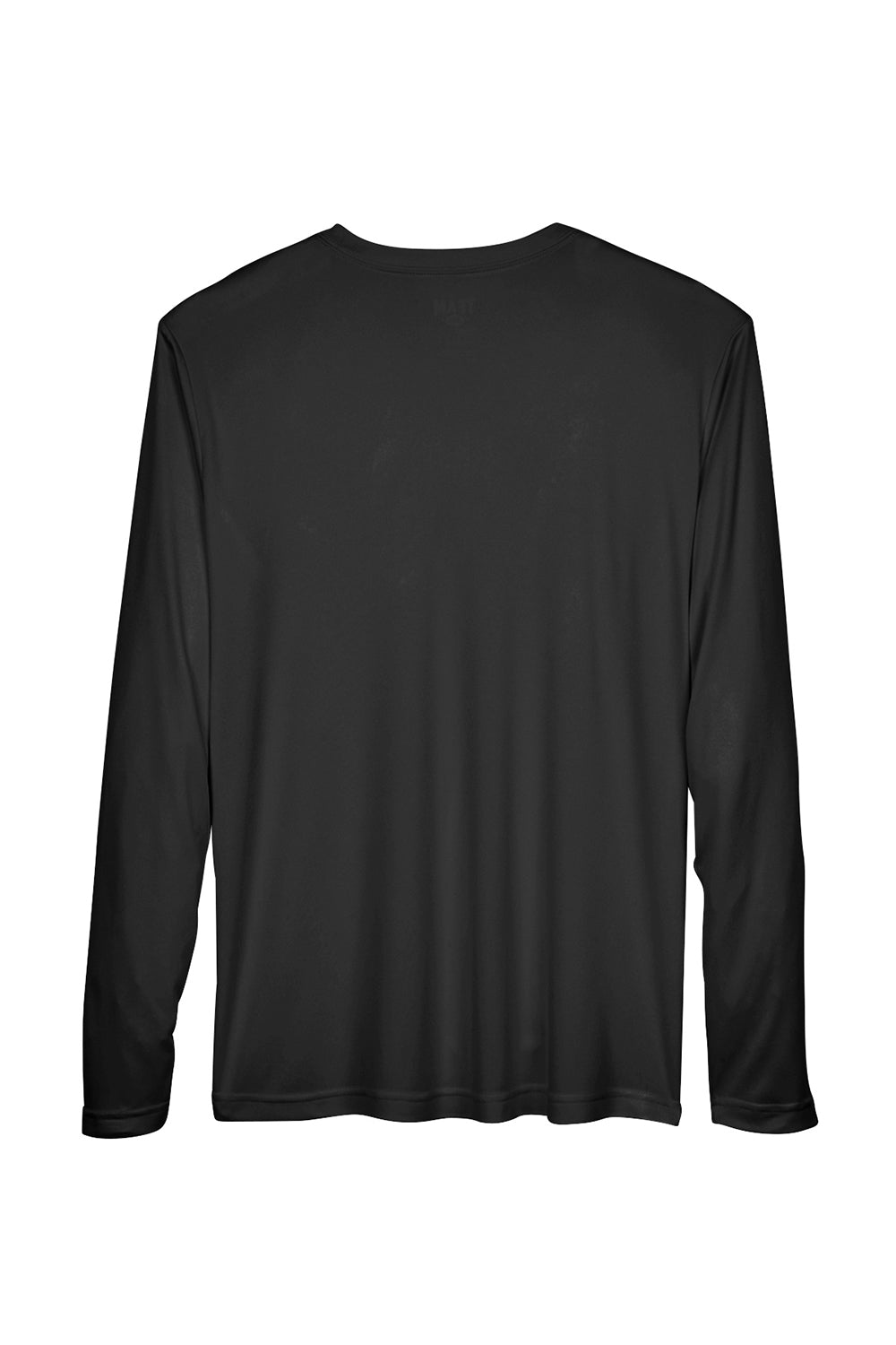 Team 365 TT11L Mens Zone Performance Moisture Wicking Long Sleeve Crewneck T-Shirt Black Flat Back