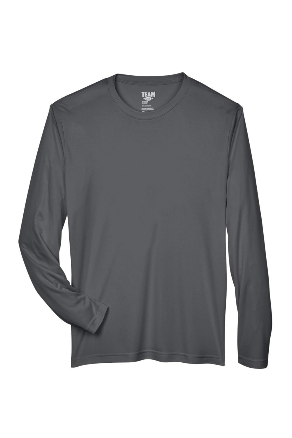 Team 365 TT11L Mens Zone Performance Moisture Wicking Long Sleeve Crewneck T-Shirt Graphite Grey Flat Front