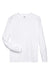 Team 365 TT11L Mens Zone Performance Moisture Wicking Long Sleeve Crewneck T-Shirt White Flat Front