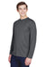 Team 365 TT11L Mens Zone Performance Moisture Wicking Long Sleeve Crewneck T-Shirt Graphite Grey Model 3q
