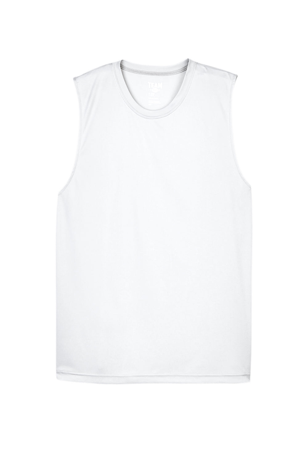 Team 365 TT11M Mens Zone Performance Muscle Moisture Wicking Tank Top White Flat Front