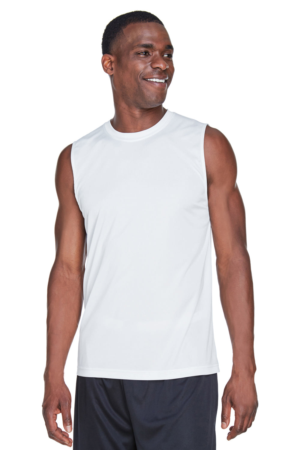 Team 365 TT11M Mens Zone Performance Muscle Moisture Wicking Tank Top White Model 3q