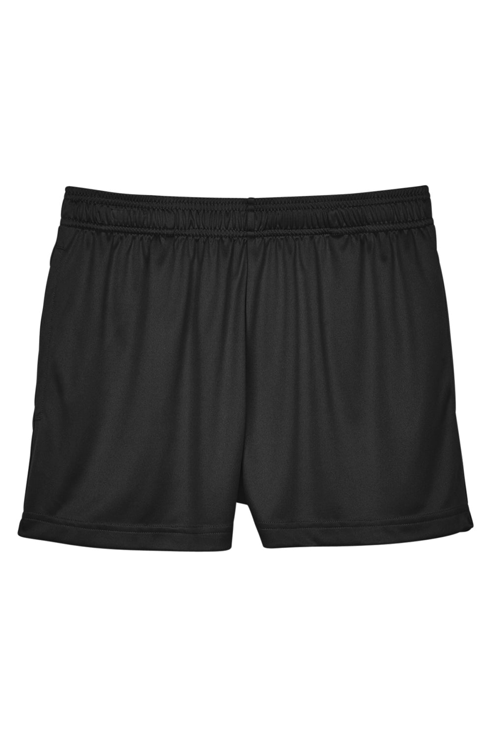 Team 365 TT11SHW Womens Zone Performance Moisture Wicking Shorts w/ Pockets Black Flat Front
