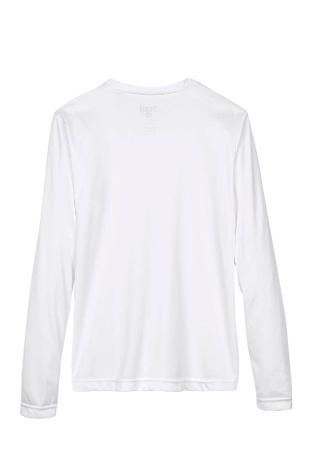 Team 365 TT11WL Womens Zone Performance Moisture Wicking Long Sleeve Crewneck T-Shirt White Flat Back