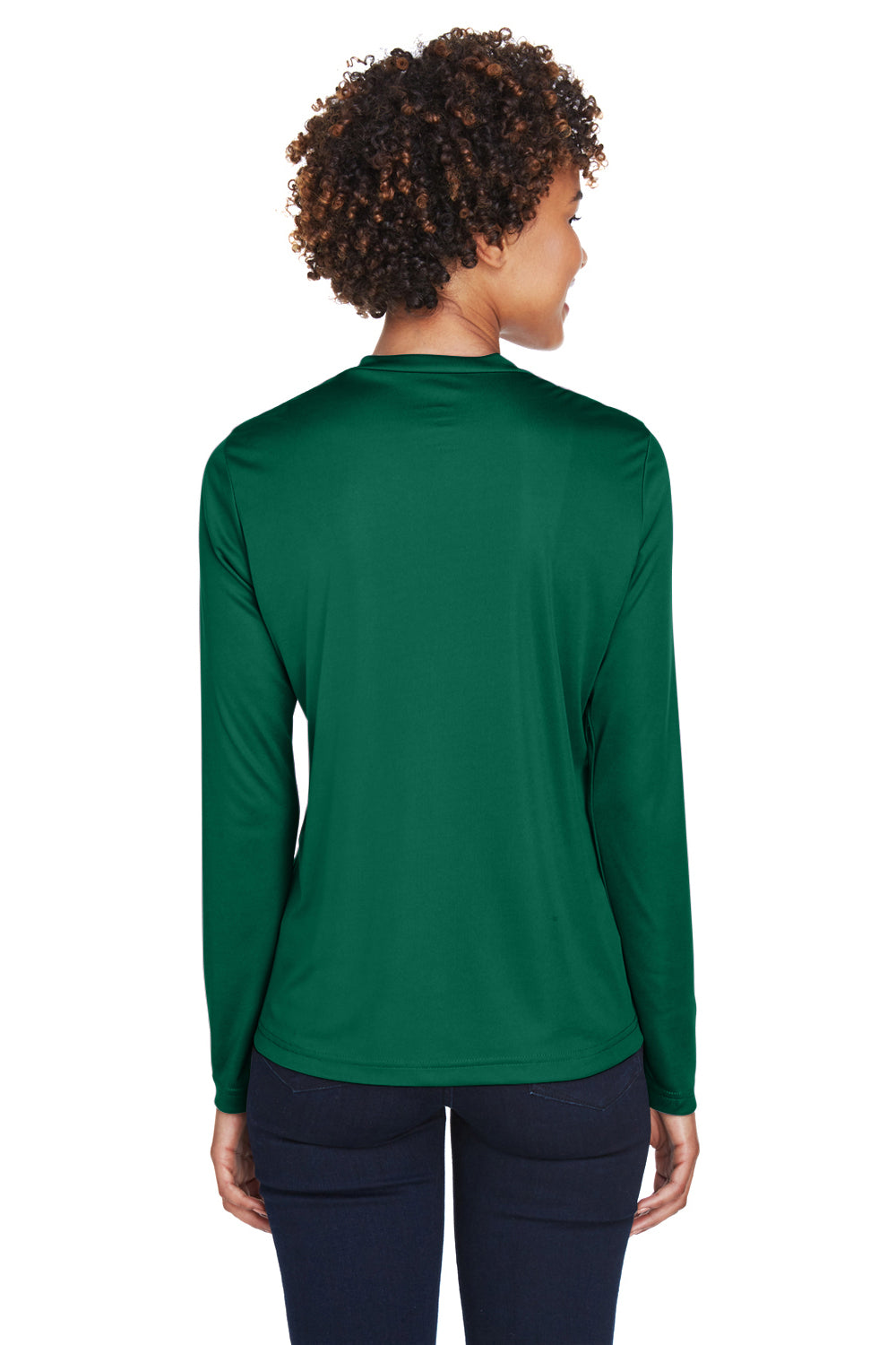 Team 365 TT11WL Womens Zone Performance Moisture Wicking Long Sleeve Crewneck T-Shirt Forest Green Model Back
