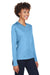 Team 365 TT11WL Womens Zone Performance Moisture Wicking Long Sleeve Crewneck T-Shirt Light Blue Model 3q