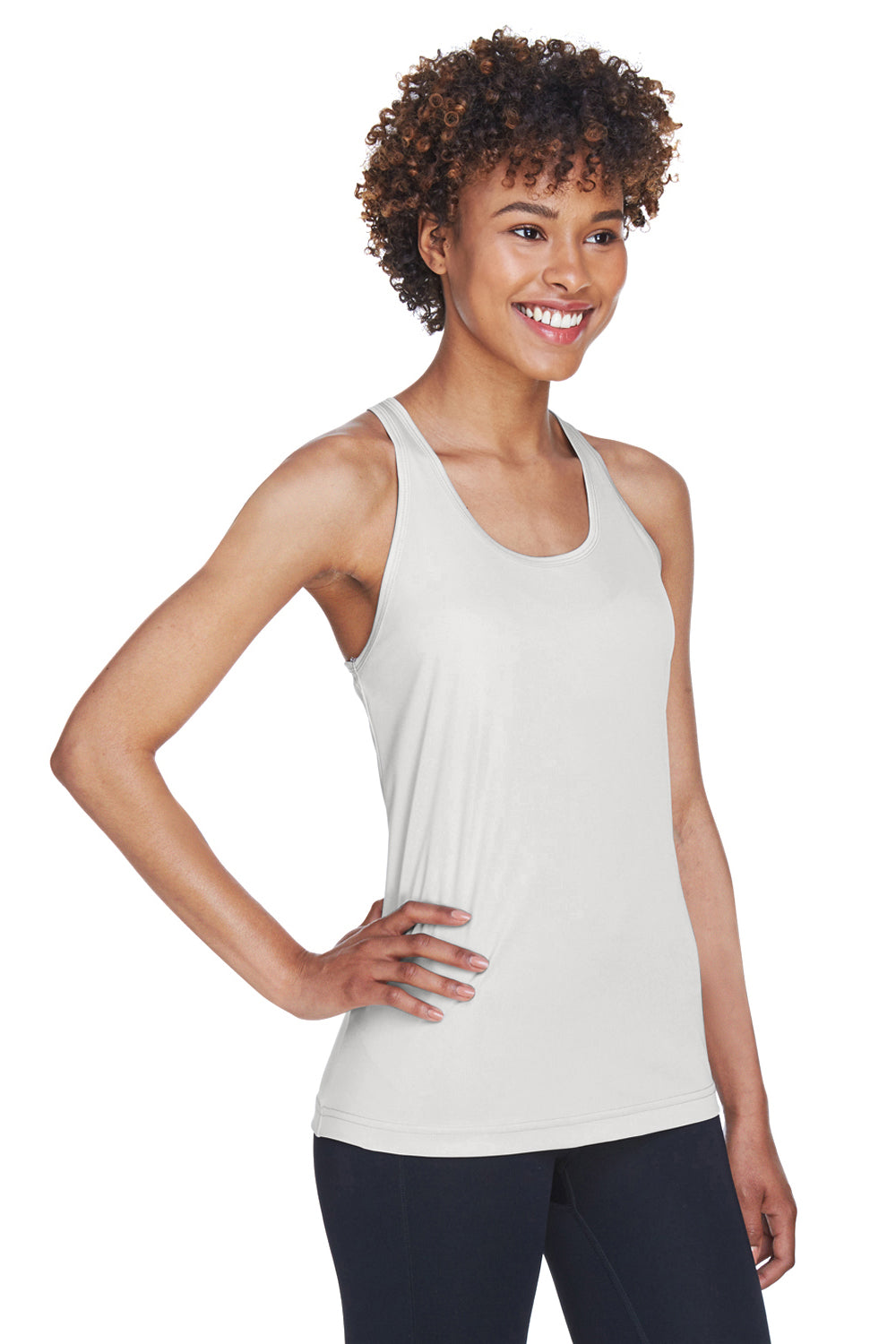 Team 365 TT11WRC Womens Zone Performance Moisture Wicking Tank Top Silver Grey Model 3q