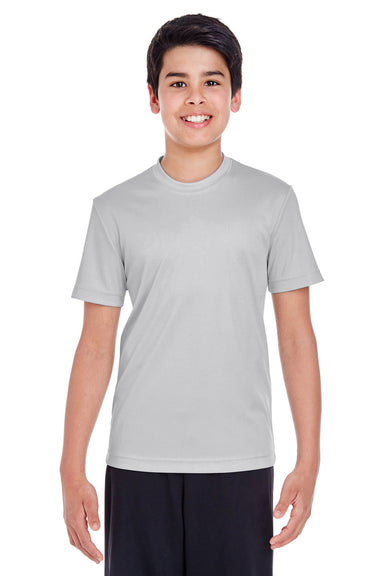 Team 365 TT11Y Youth Zone Performance Moisture Wicking Short Sleeve Crewneck T-Shirt Silver Grey Model Front