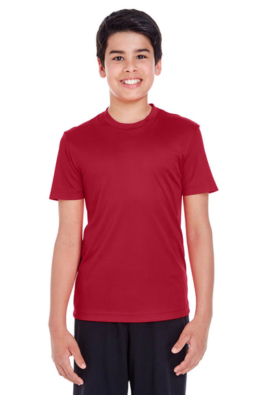 Team 365 TT11Y Youth Zone Performance Moisture Wicking Short Sleeve Crewneck T-Shirt Scarlet Red Model Front