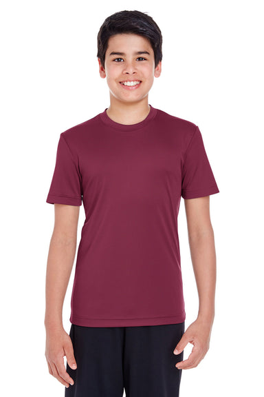 Team 365 TT11Y Youth Zone Performance Moisture Wicking Short Sleeve Crewneck T-Shirt Maroon Model Front