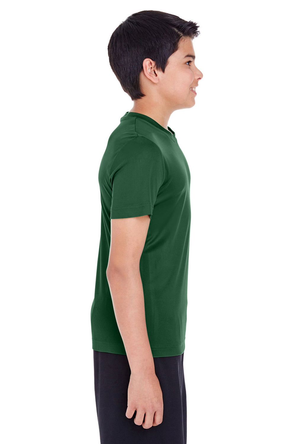 Team 365 TT11Y Youth Zone Performance Moisture Wicking Short Sleeve Crewneck T-Shirt Sport Dark Green Model Side