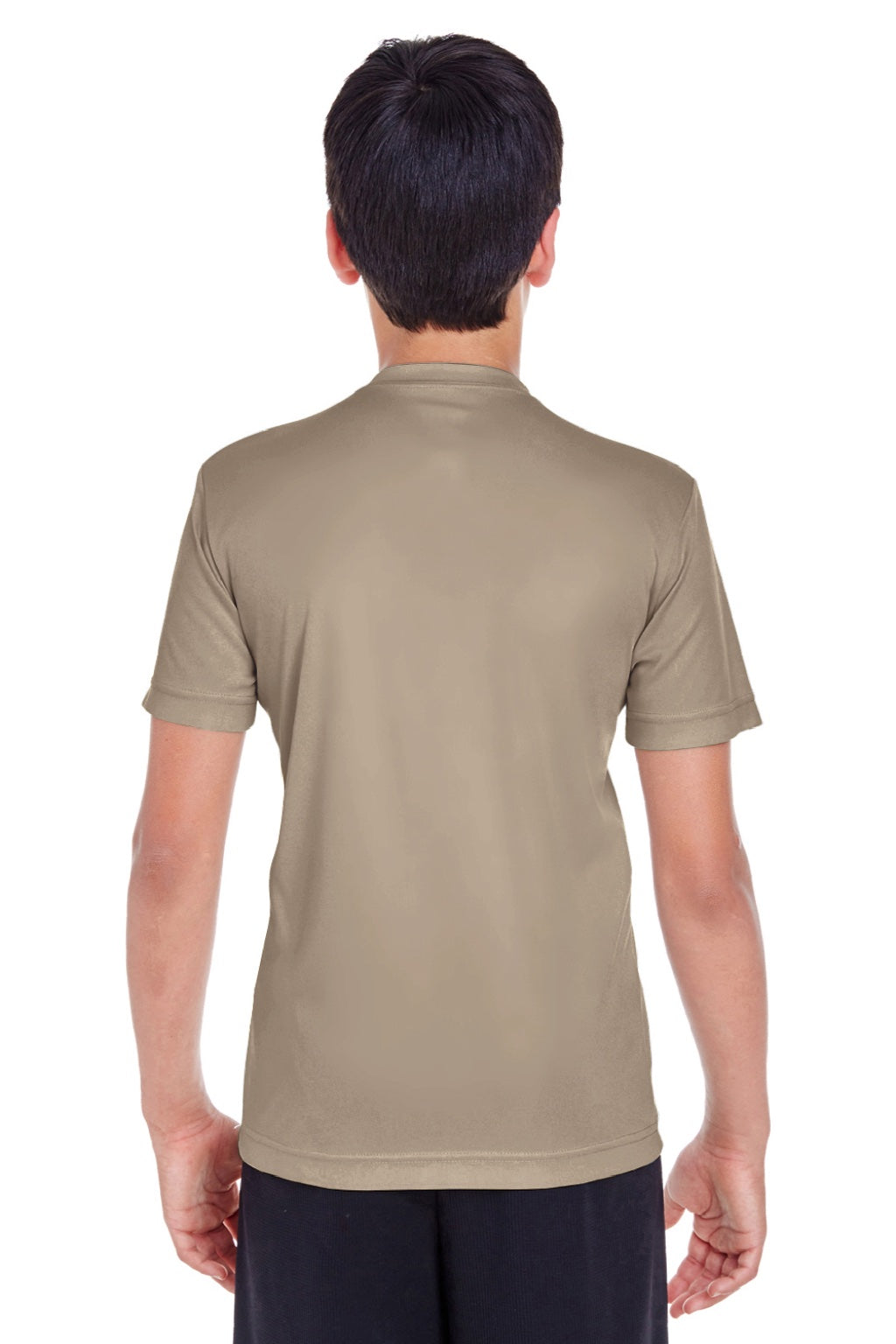 Team 365 TT11Y Youth Zone Performance Moisture Wicking Short Sleeve Crewneck T-Shirt Desert Khaki Brown Model Back