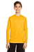 Team 365 TT11YL Youth Zone Performance Moisture Wicking Long Sleeve Crewneck T-Shirt Athletic Gold Model Front