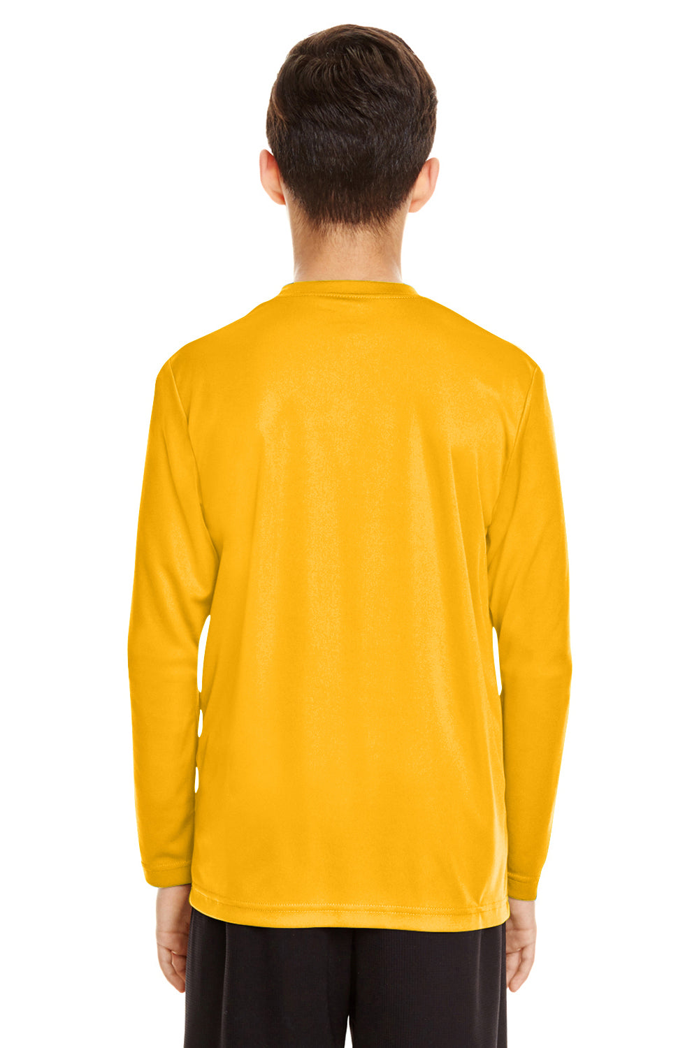 Team 365 TT11YL Youth Zone Performance Moisture Wicking Long Sleeve Crewneck T-Shirt Athletic Gold Model Back