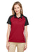 Team 365 TT21CW Womens Command Colorblock Moisture Wicking Short Sleeve Polo Shirt Red/Black Model Front