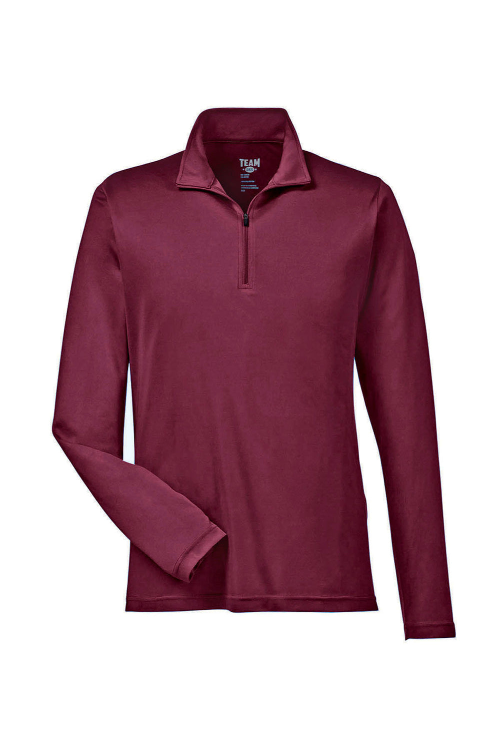 Team 365 TT31 Mens Zone Performance Moisture Wicking 1/4 Zip Sweatshirt Maroon Flat Front