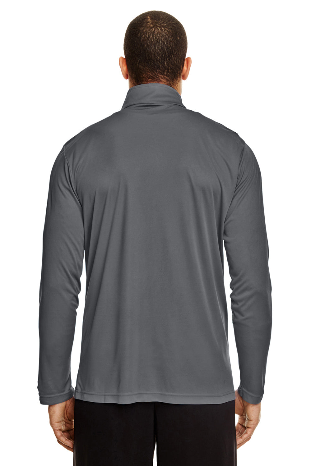 Team 365 TT31 Mens Zone Performance Moisture Wicking 1/4 Zip Sweatshirt Graphite Grey Model Back