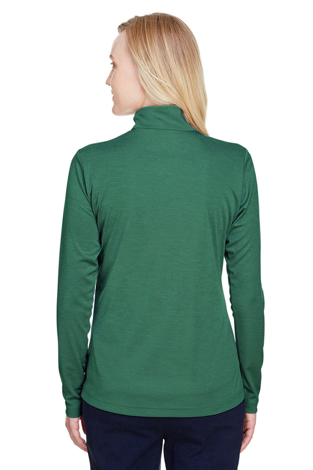Team 365 TT31HW Womens Zone Sonic Performance Moisture Wicking 1/4 Zip Sweatshirt Heather Forest Green Model Back