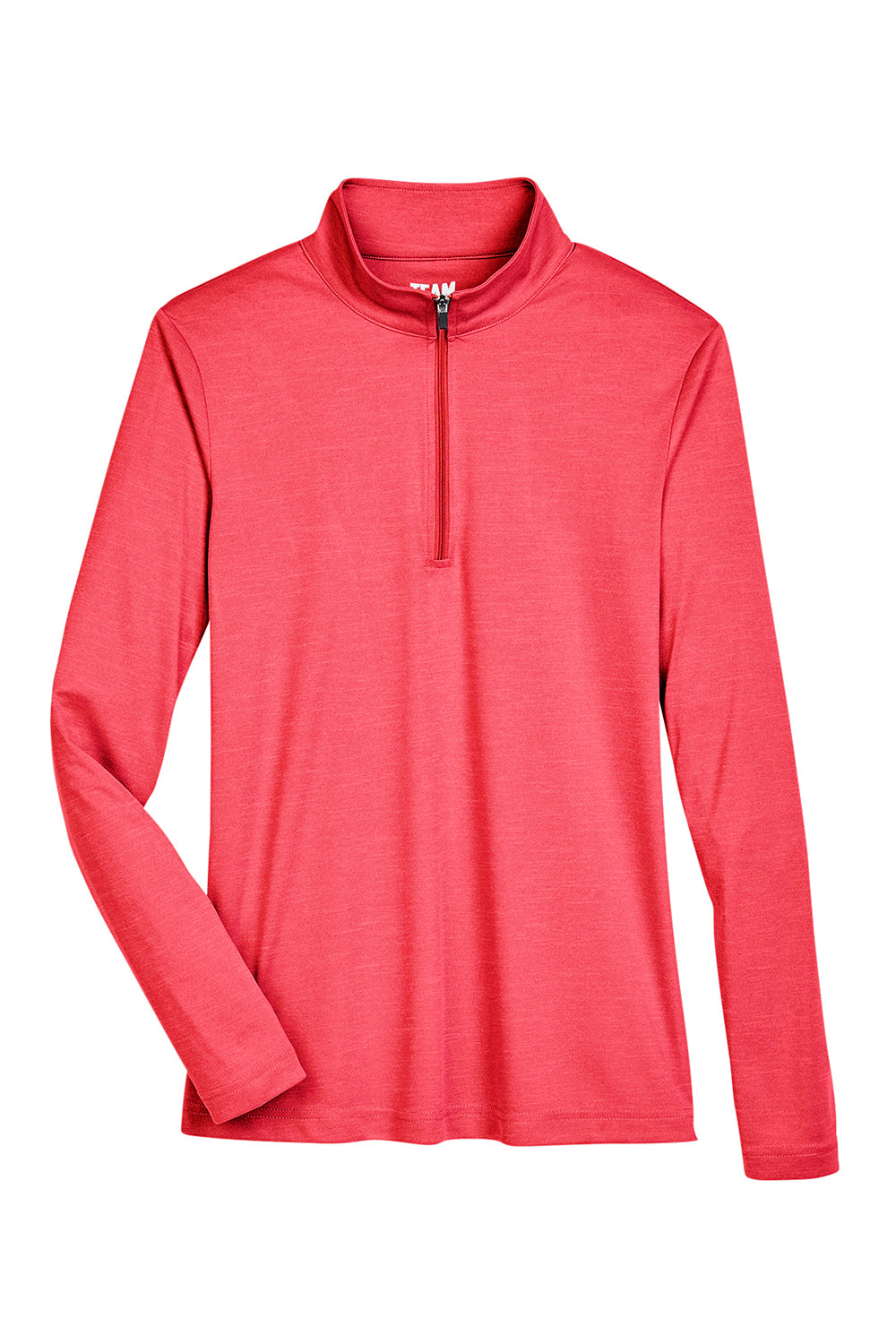 Team 365 TT31HW Womens Zone Sonic Performance Moisture Wicking 1/4 Zip Sweatshirt Heather Red Flat Front