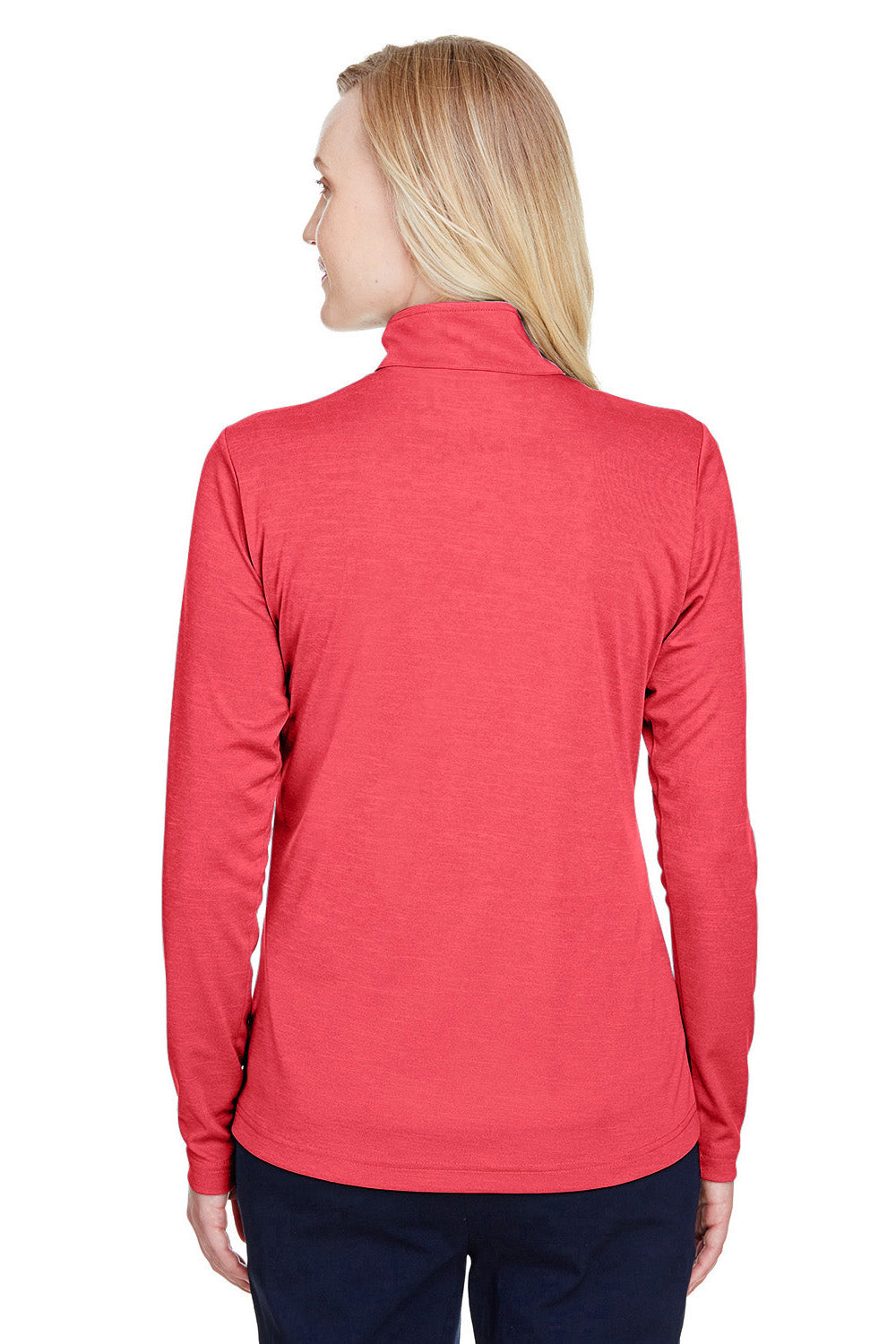 Team 365 TT31HW Womens Zone Sonic Performance Moisture Wicking 1/4 Zip Sweatshirt Heather Red Model Back