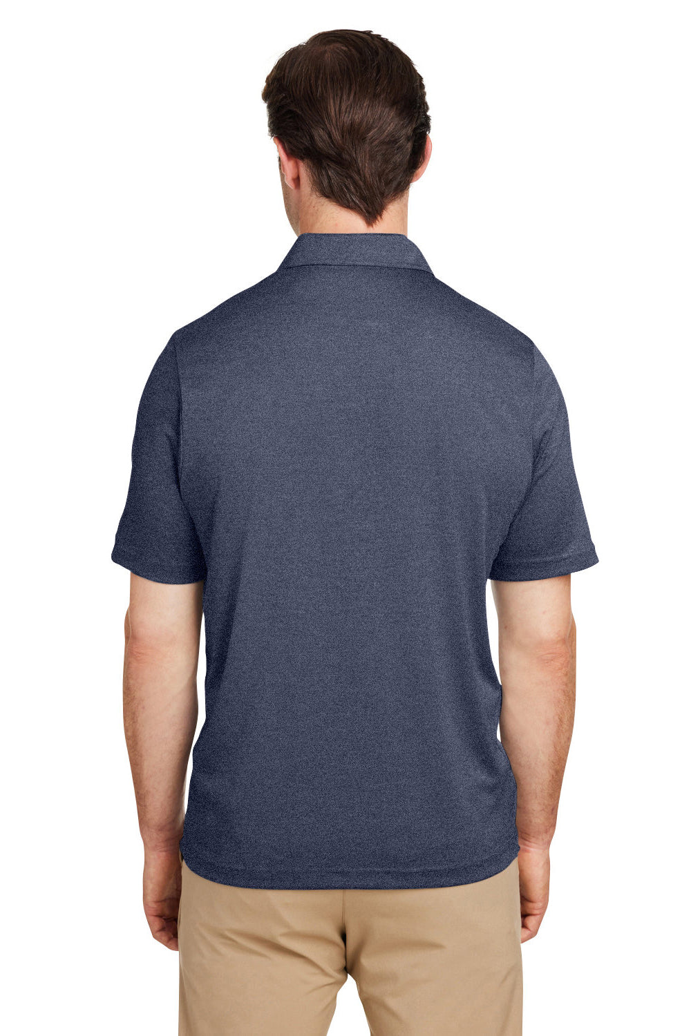 Team 365 TT51H Mens Zone Sonic Moisture Wicking Short Sleeve Polo Shirt Heather Dark Navy Blue Model Back