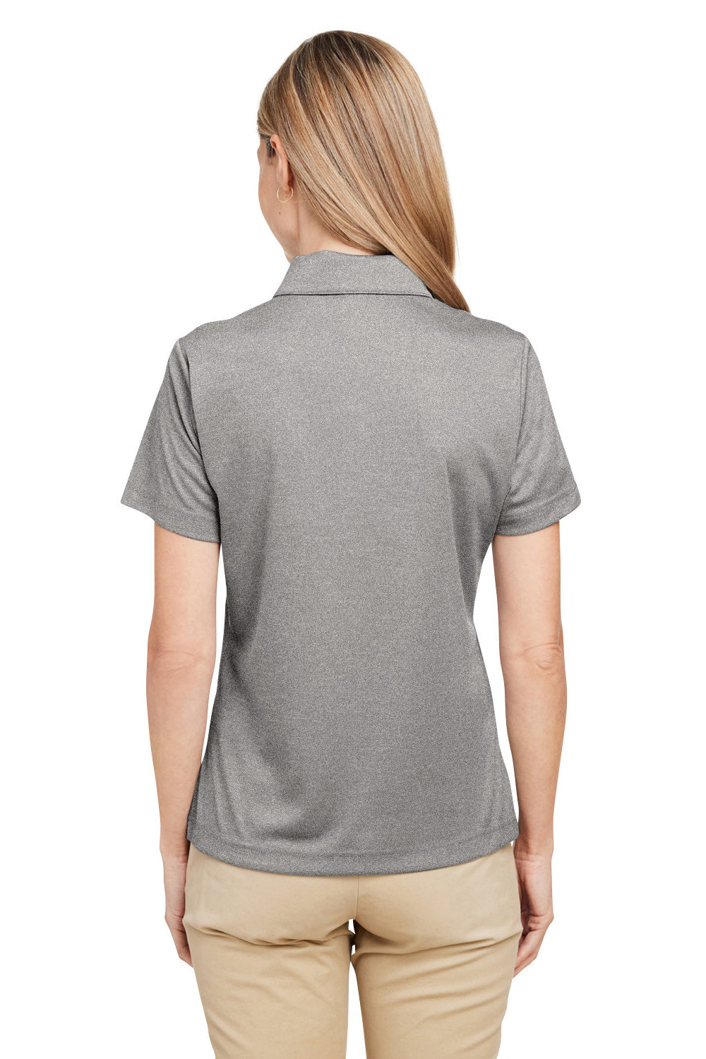 Team 365 TT51HW Womens Zone Sonic Moisture Wicking Short Sleeve Polo Shirt Heather Grey Model Back