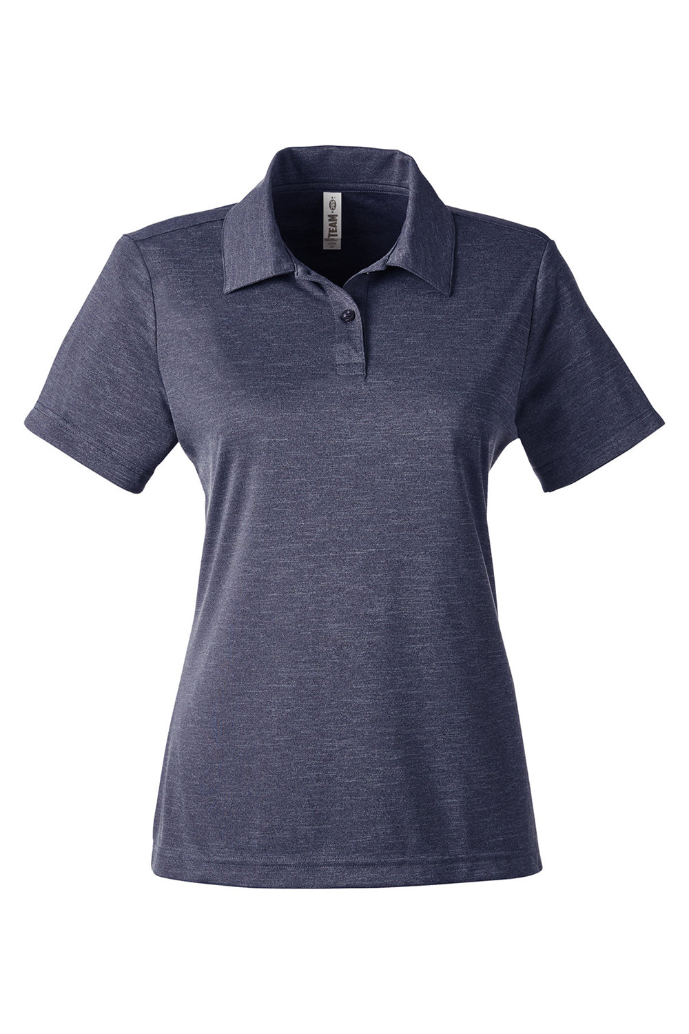 Team 365 TT51HW Womens Zone Sonic Moisture Wicking Short Sleeve Polo Shirt Heather Dark Navy Blue Flat Front