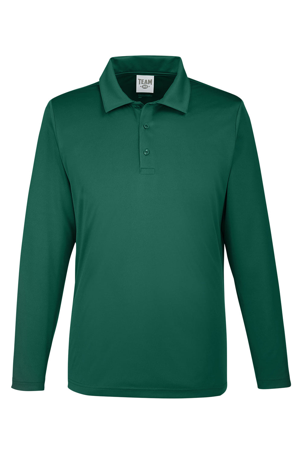 Team 365 TT51L Mens Zone Sonic Moisture Wicking Long Sleeve Polo Shirt Forest Green Flat Front