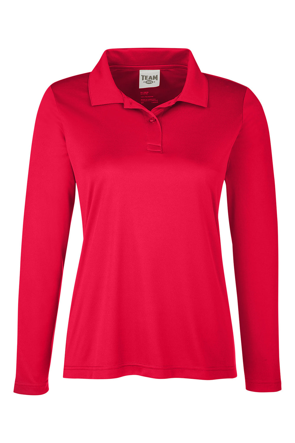 Team 365 TT51LW Womens Zone Sonic Moisture Wicking Long Sleeve Polo Shirt Red Flat Front
