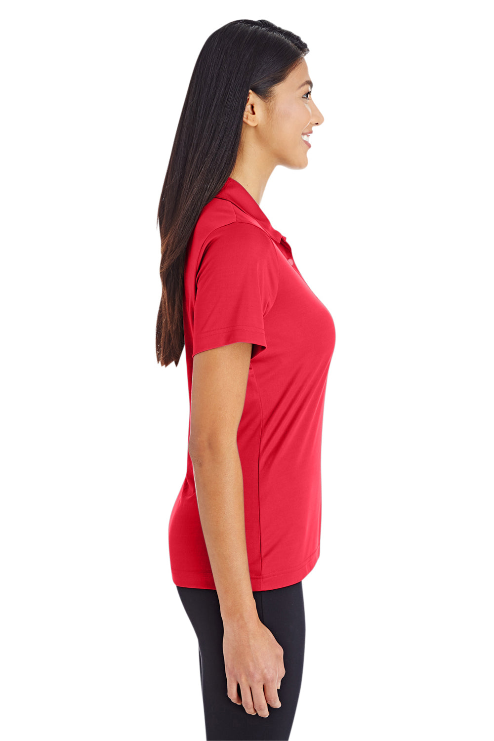 Team 365 TT51W Womens Zone Performance Moisture Wicking Short Sleeve Polo Shirt Red Model Side