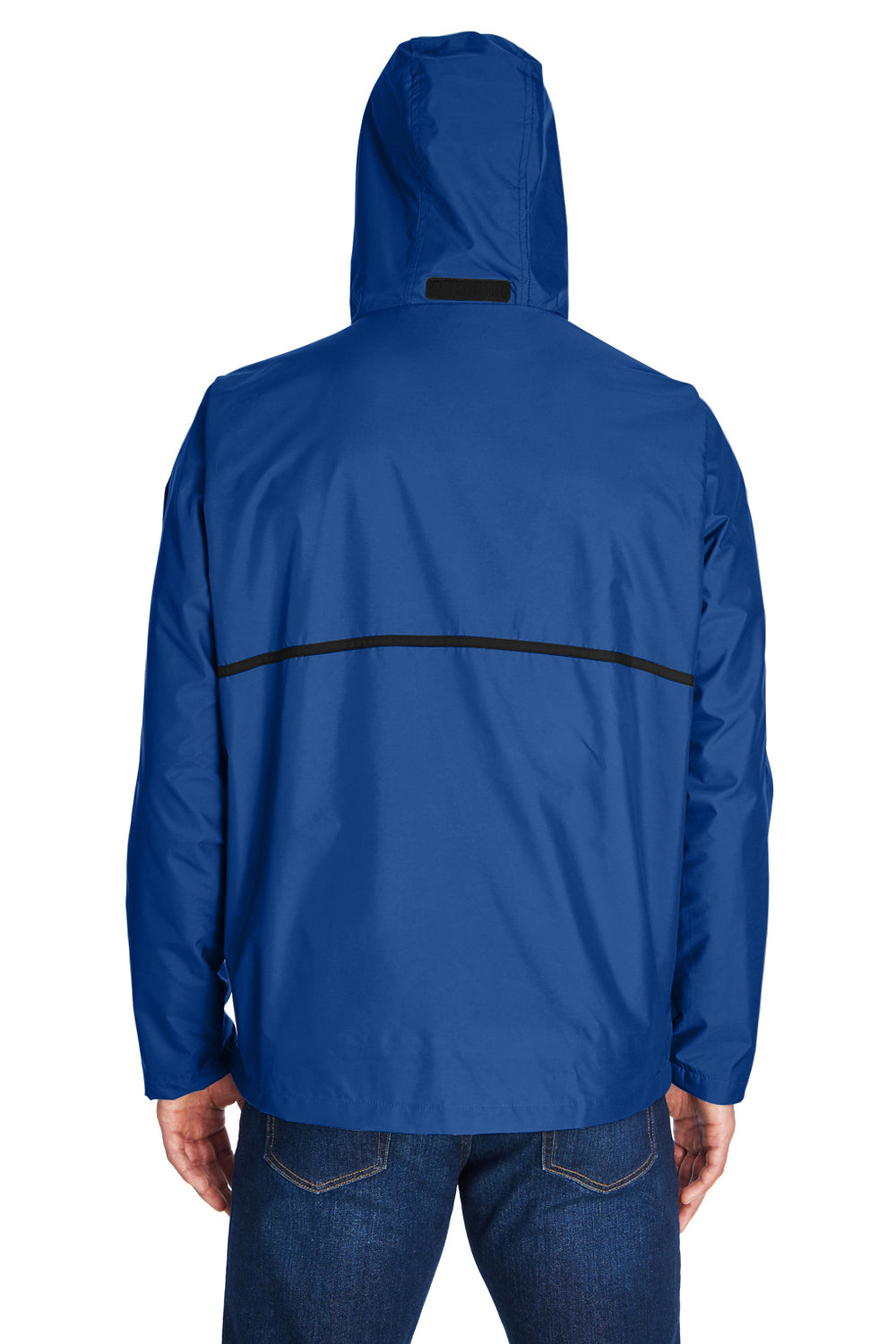 Team 365 TT70 Mens Conquest Wind & Water Resistant Full Zip Hooded Jacket Royal Blue Model Back