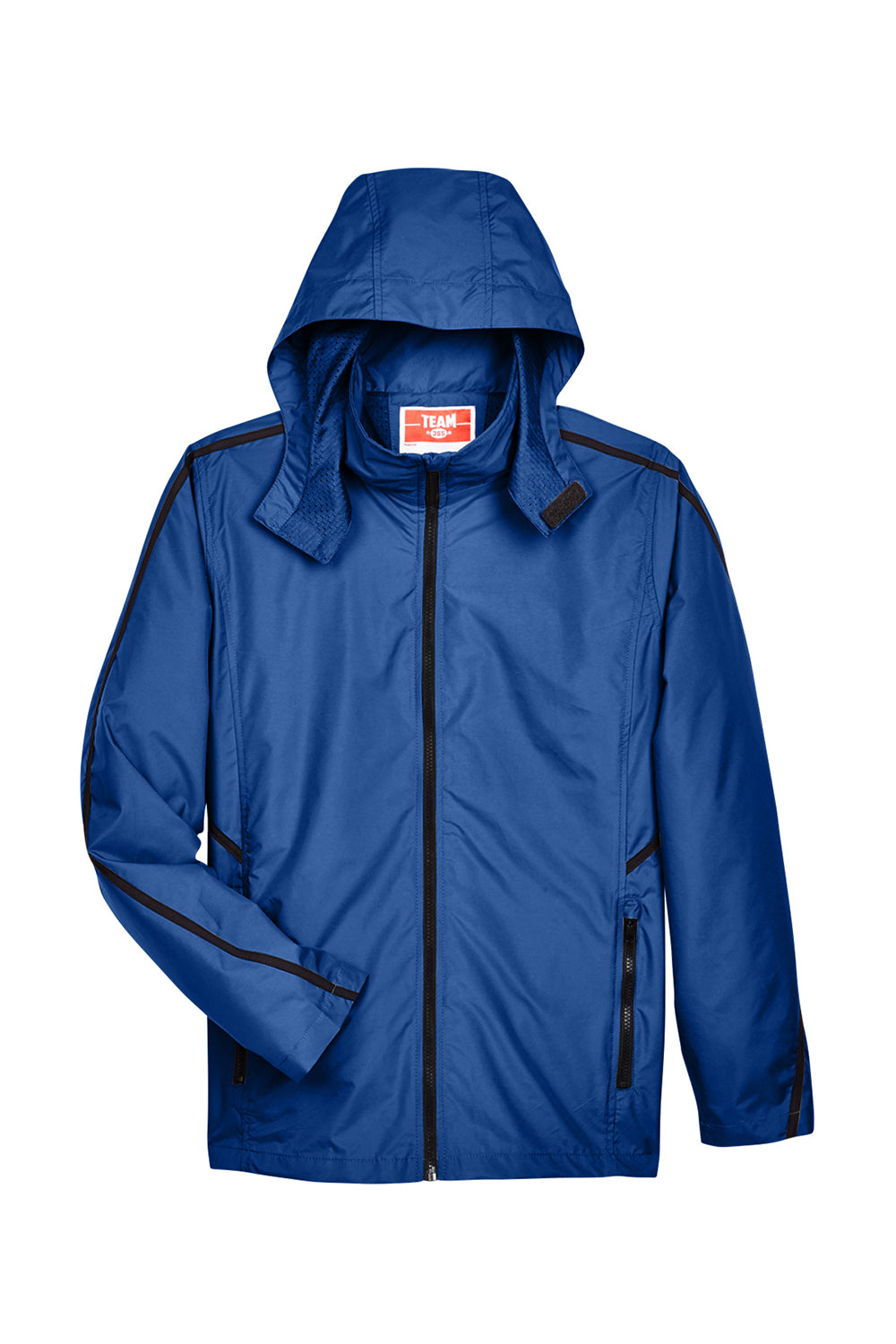 Team 365 TT70 Mens Conquest Wind & Water Resistant Full Zip Hooded Jacket Royal Blue Flat Front