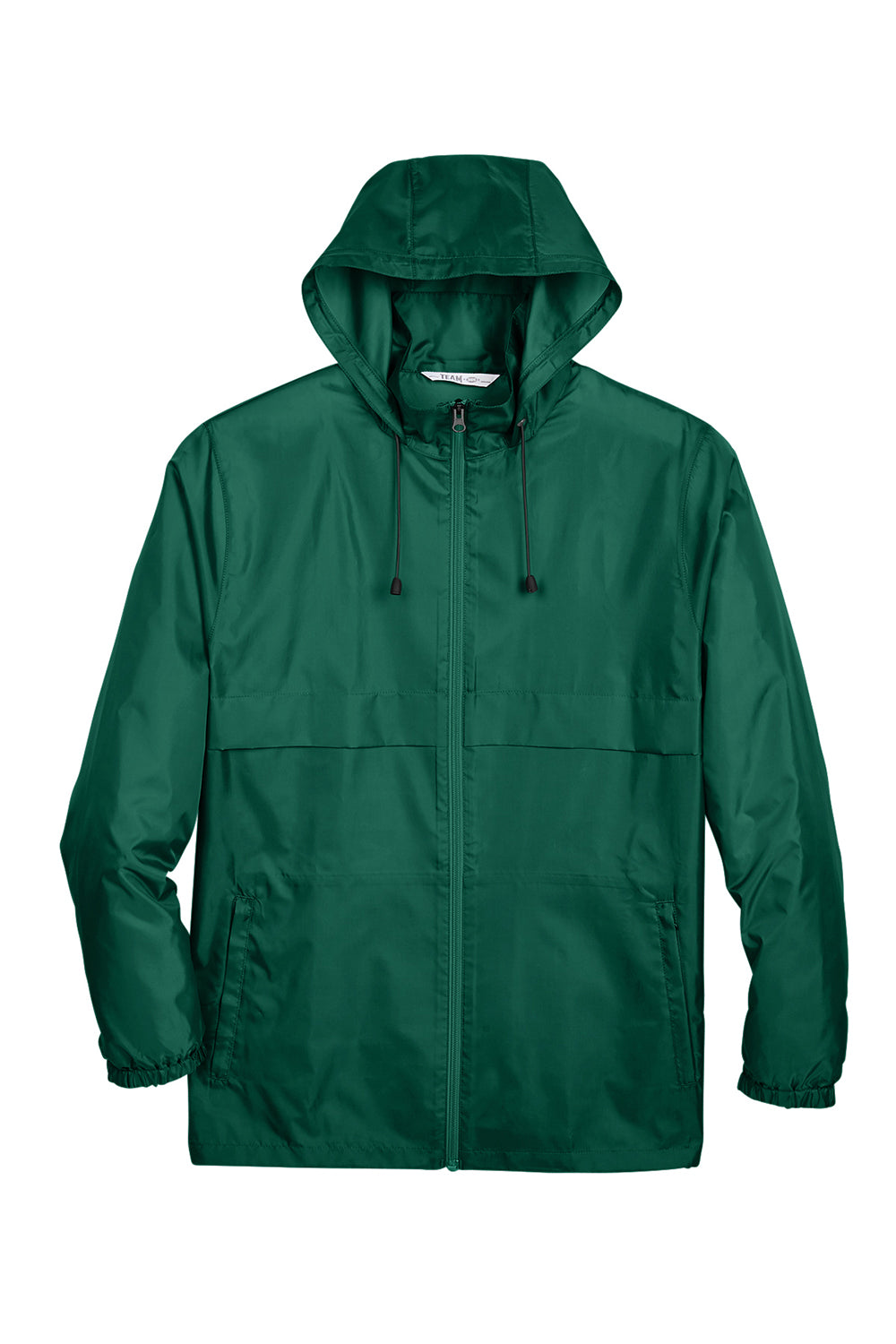 Team 365 TT73 Mens Zone Protect Water Resistant Full Zip Hooded Jacket Forest Green Flat Front