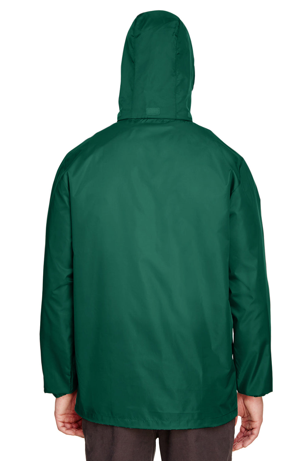 Team 365 TT73 Mens Zone Protect Water Resistant Full Zip Hooded Jacket Forest Green Model Back